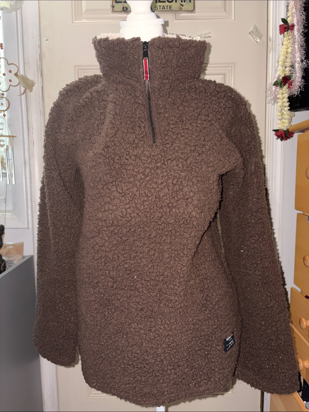Fuzzy Brown Hoodie, no hood